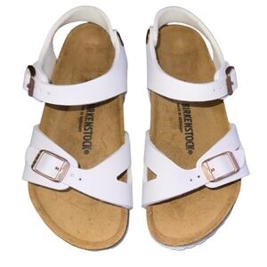 Birkenstock Toddler Girls Size 30 12 12.5 White Leather Rio Sandals